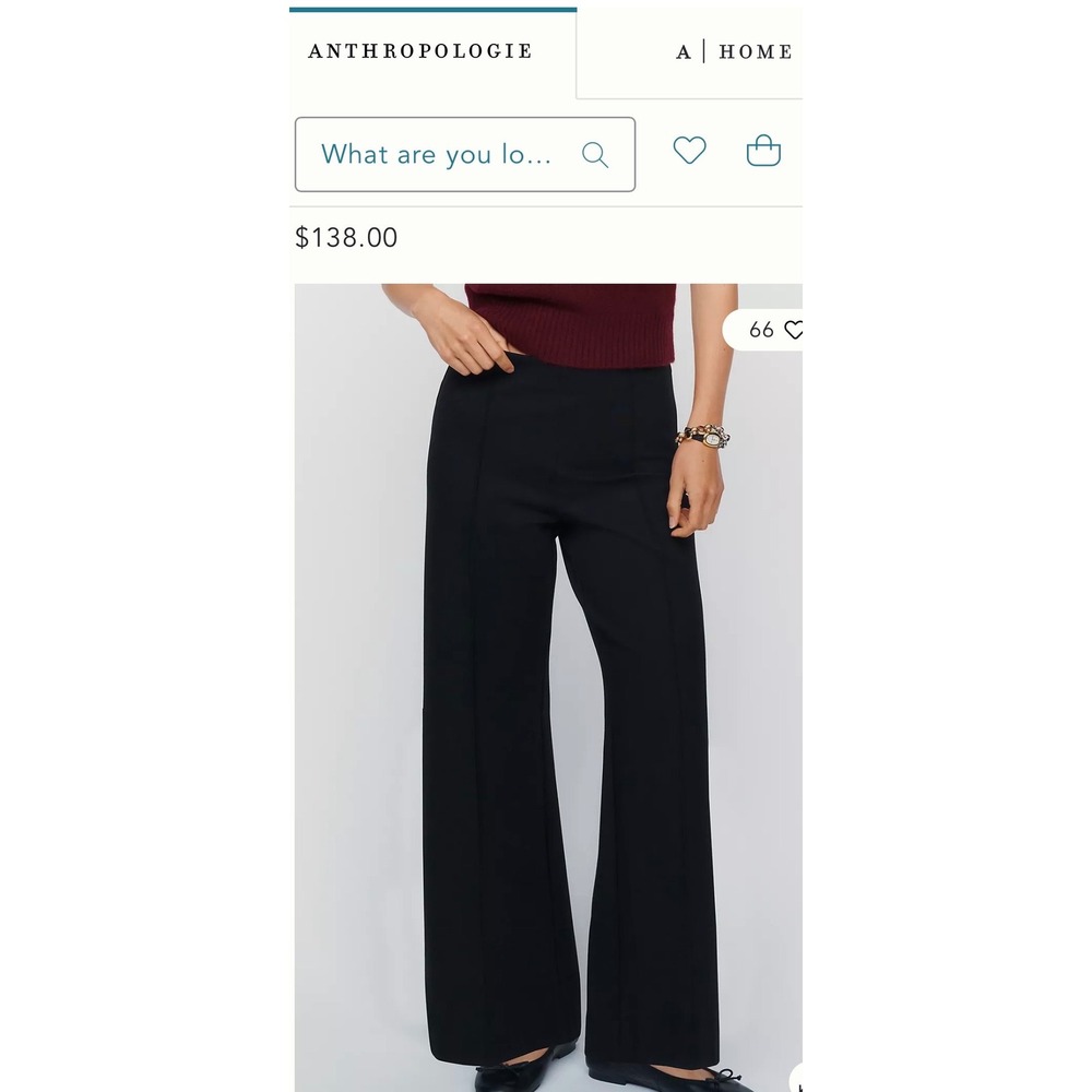 Maeve Anthropologie Pants Women SP Black Flare Leg Stretch Pull On Slim Fit